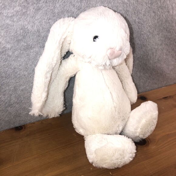 Jellycat Bashful Bunny Rabbit Plush White Pink Nose 12" Stuffed Animal Toy - Picture 3 of 6